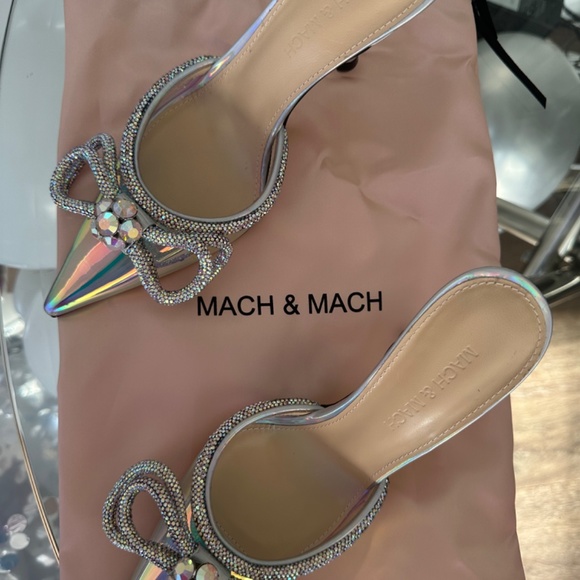 MACH & MACH Double Bow Holographic Mules / Heels - Picture 5 of 15